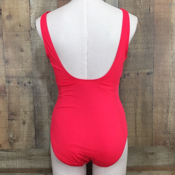 Lauren Ralph Lauren Red Ruffle One Piece Swimwear Size 10 - Picture 3 of 13
